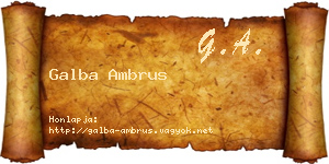 Galba Ambrus névjegykártya